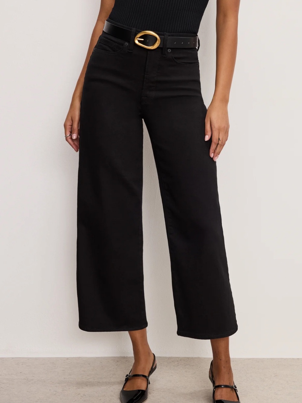 GOOD AMERICAN GOOD WAIST CROPPED PALAZZO JEANS 12/31